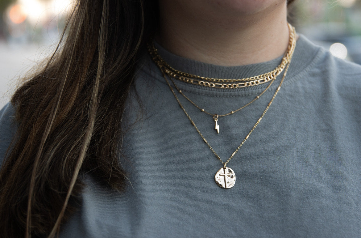 Cross Coin Layered Necklace