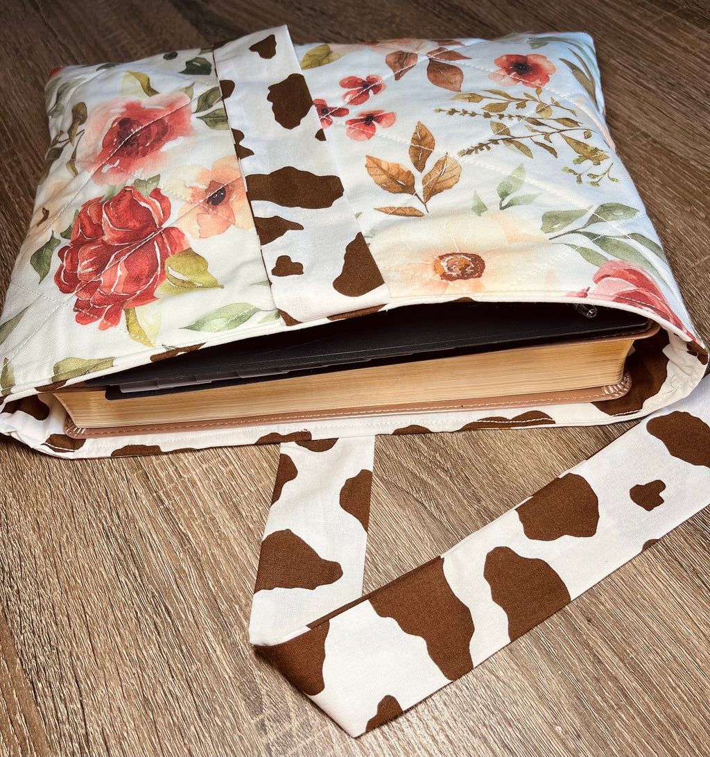 Bible Sleeve Floral Cow Print